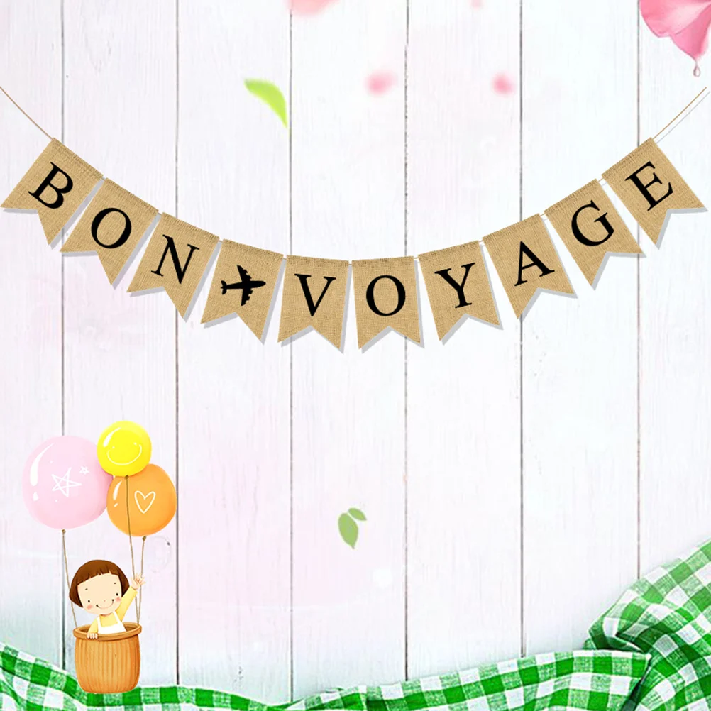 

2 set Voyage Travel Theme Party Decoration Banner Reusable Linen Dovetail Garland For Indoor Outdoor Events Wedding