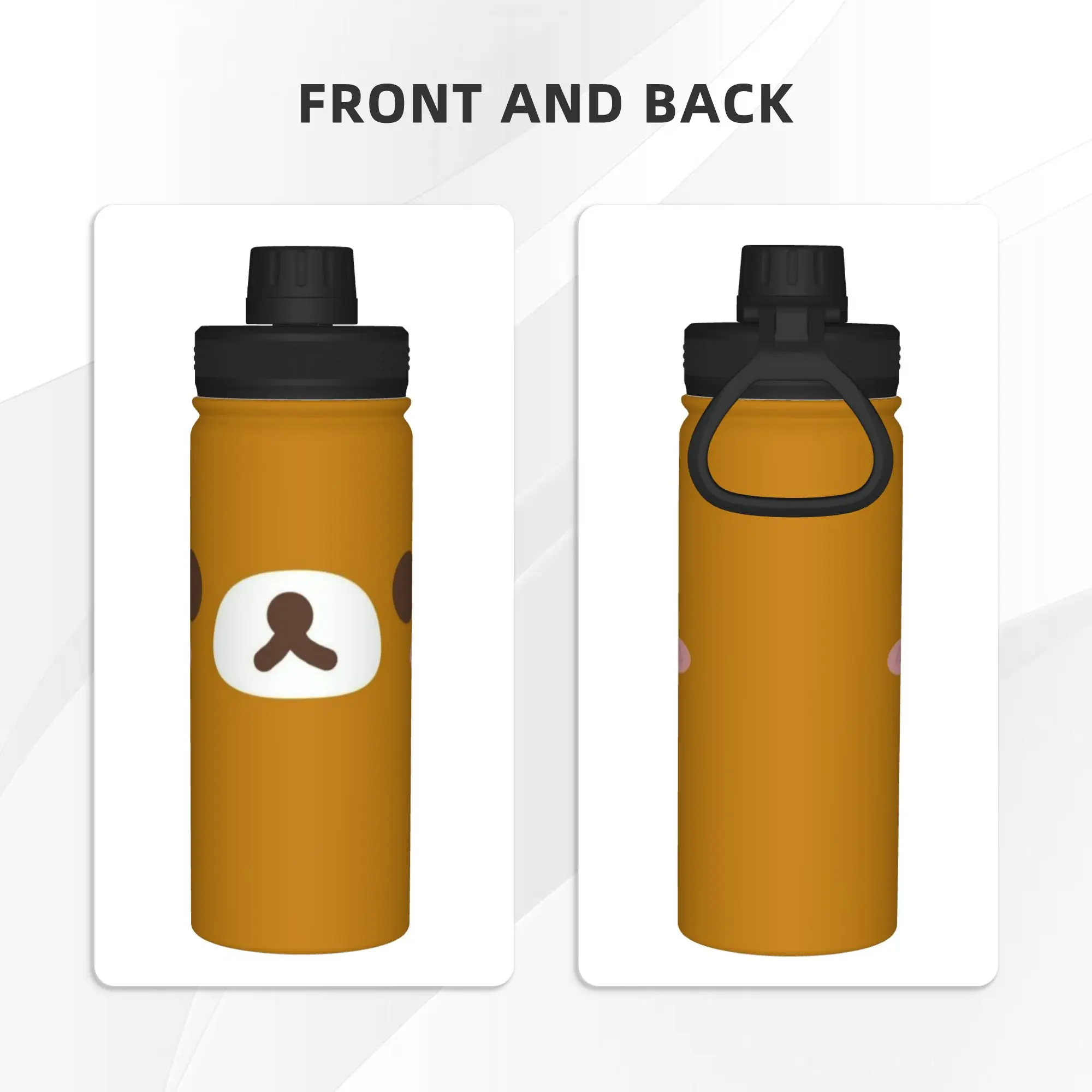 Cartoon Bear Rilakkumas 18OZ Sports Insulated Kettle  Coffee Cups Stainless Steel Outdoor Mug Water Bottle