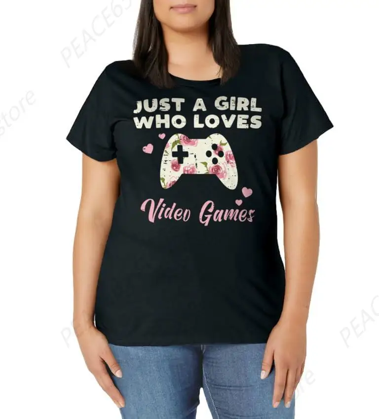 Gamer Girl Heartbeat Gaming Women Girls Kids Teens Youth T-Shirt Cotton Short Sleeve Home Dressing