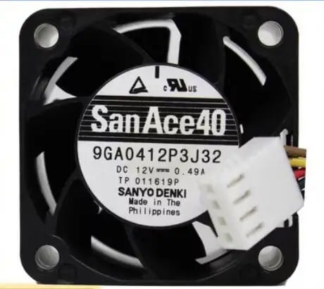 

SANYO DENKI 9GA0412P3J32 DC 12V 0.49A 40x40x28mm 4-Wire Server Cooling Fan