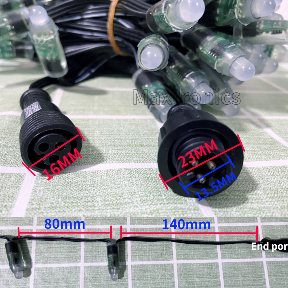 500/1000 szt. 12MM DC12V WS2811 kolorowe moduły piksela Led 18awg czarny drut IP68 13.5mm do dekoracja festiwalowa światła