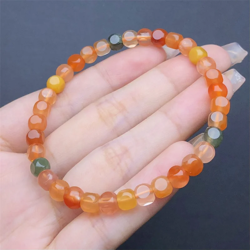 5MM Natural Colored Rabbit Hair Quartz Bracelet Women Fashion Elegant Healing Fengshui Strand Wristband Gift 1PCS