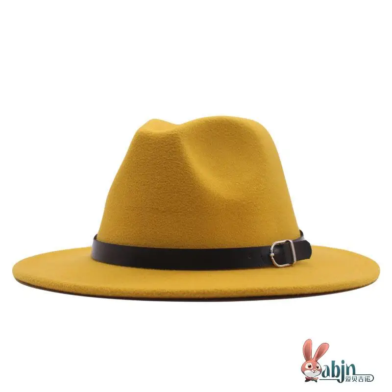 

New Style Jazz Hat Retro Large Brim Felt Cap Men Women Street Snap Spring Autumn British Style Sunshade Cap Fashionable Ladies