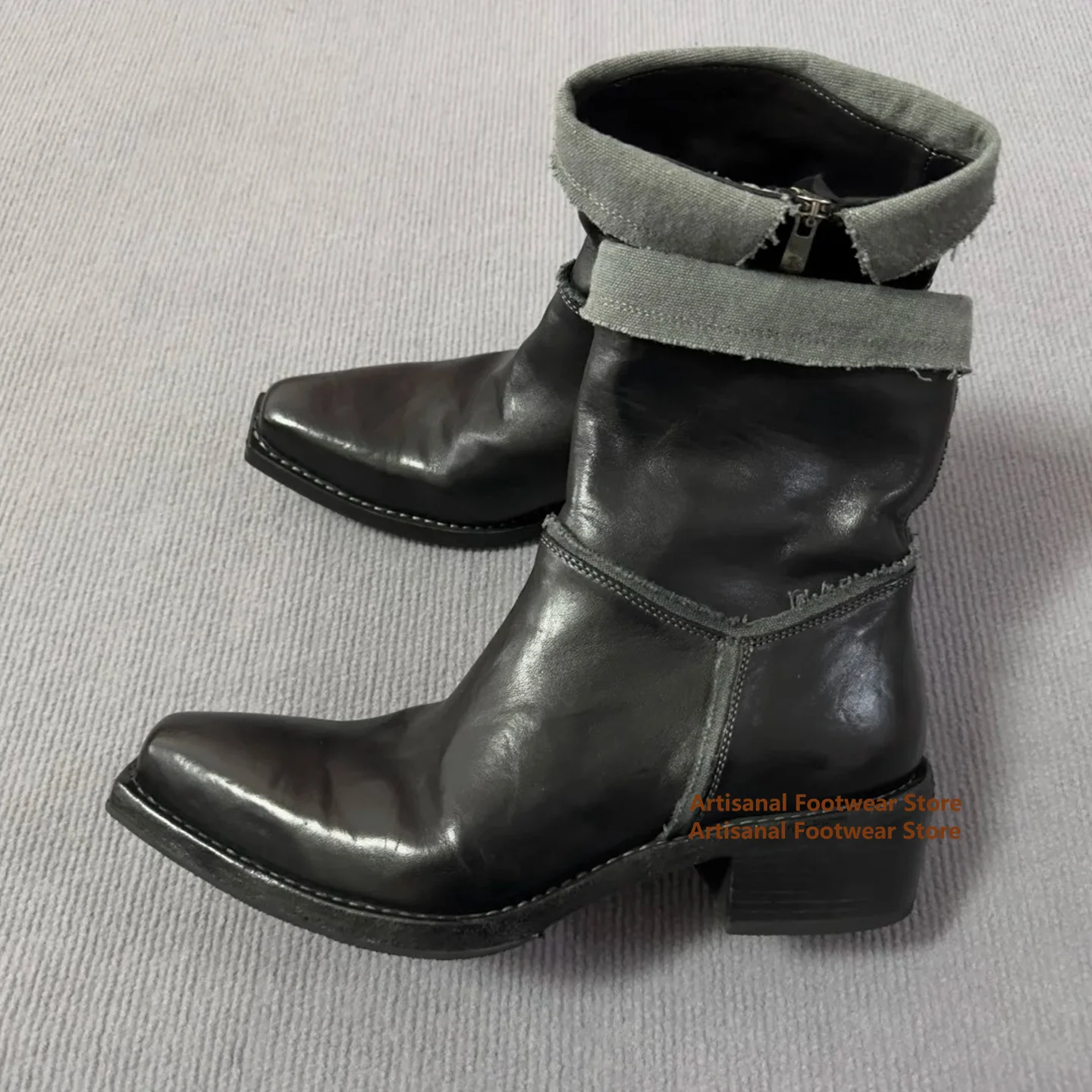 

Pointy Toe Side Zip Chelsea Boots Men's Shoes British Style Trendy Luxury Designer Height Increasing Men's Boots Botas Mujer