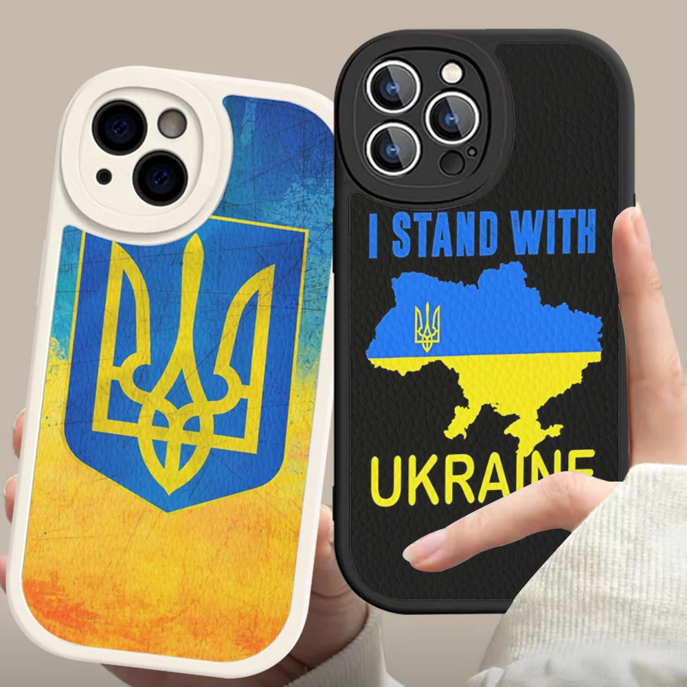 U-Ukraine Flag Phone Case Hard Leather For IPhone 16 15 14 13 12 Mini 11 14 Pro Max Xs X Xr 7 8 Plus Fundas