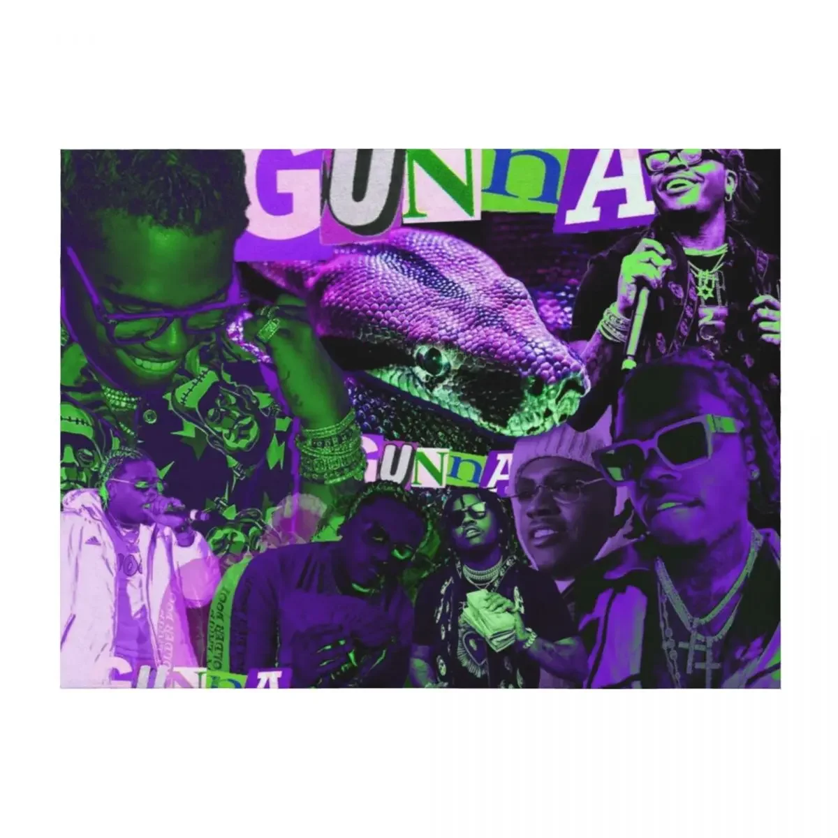

Gunna | Slime Language Collage Throw Blanket Thin Thins Large Decorative Sofa Blankets