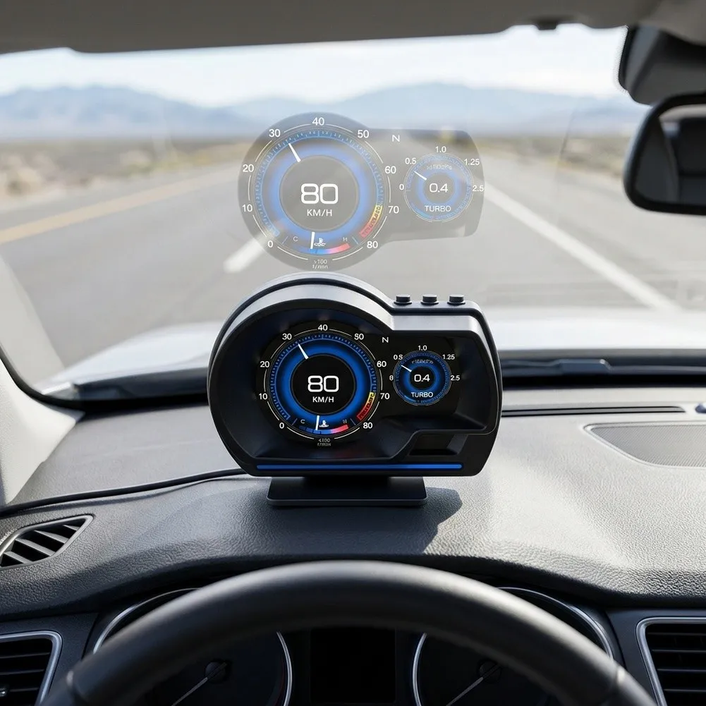 For OBD Multifunctional LCD Head-Up Display Digital Speedometer Auto On-board For Speed, Temperature & Turbo Monitoring