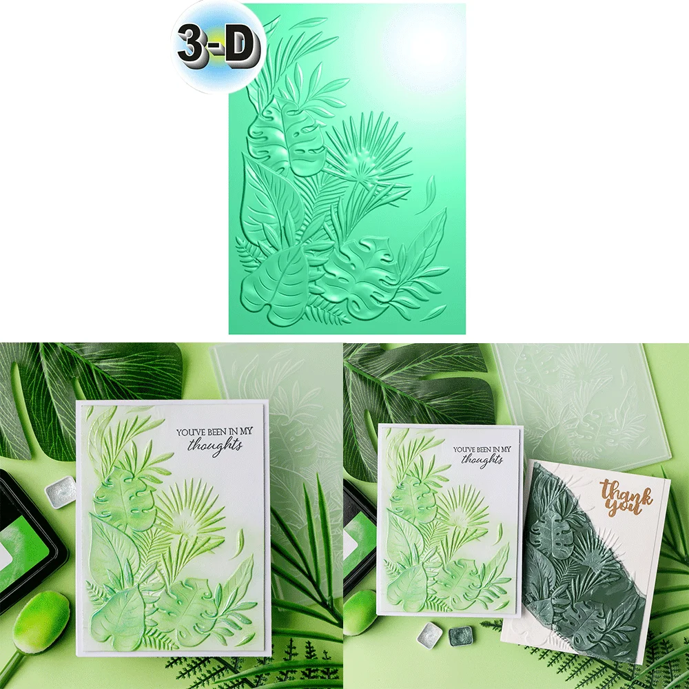 Tropical Plan 3D Embossing Folder and Matching Dies for Adding Textured Detail To Paper Crafting Card Making Supplies