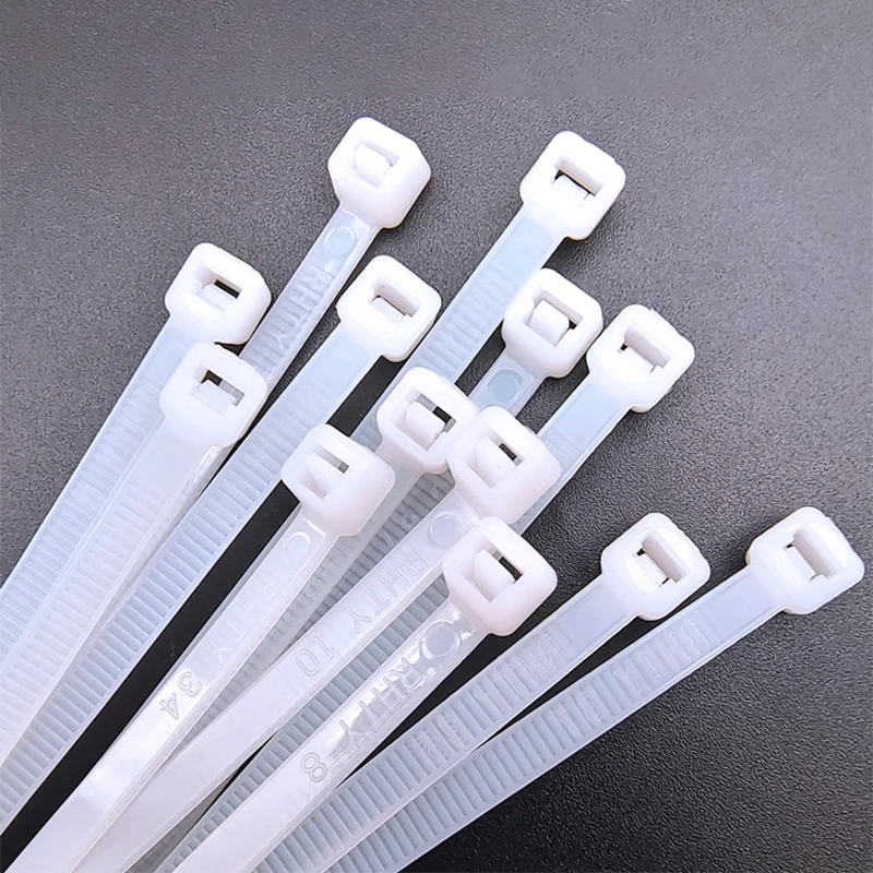 250/500PCS White/Black Self-locking Plastic Nylon Cable Tie Zip Wrap Strap Nylon Cable Tie Cable/Wire Fastening Ring 5x150-650mm