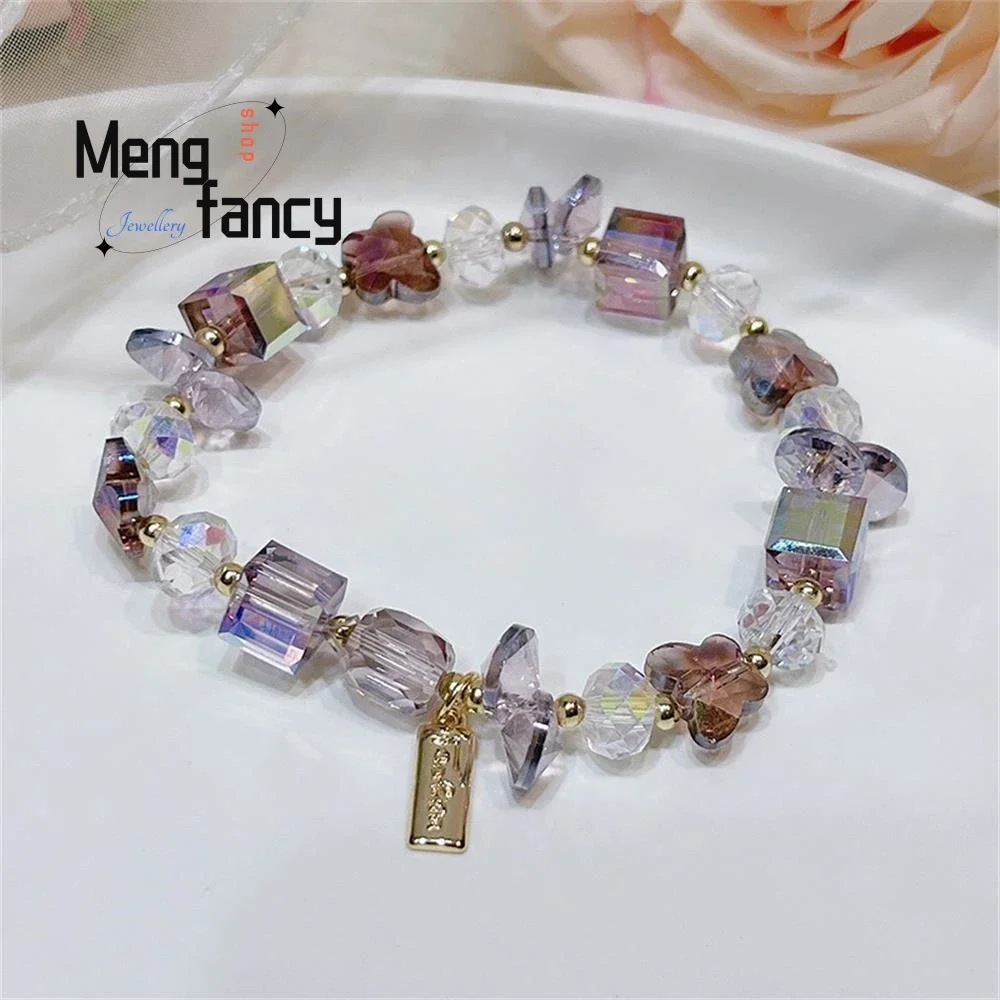 

Popular Fashion Cut Crystal Girls Advanced Sense Super Light Luxury Small Exquisite Butterfly Bracelet Luxury Quality Jewelry