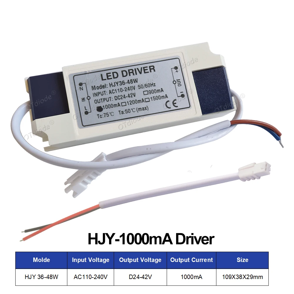 Imagem -04 - Led Driver Dc2442v 900ma 1000ma 1200ma 1500ma Fonte de Alimentação Livre de Cintilação Transformador de Iluminação Externa 110v 220v 36w 40 45 48