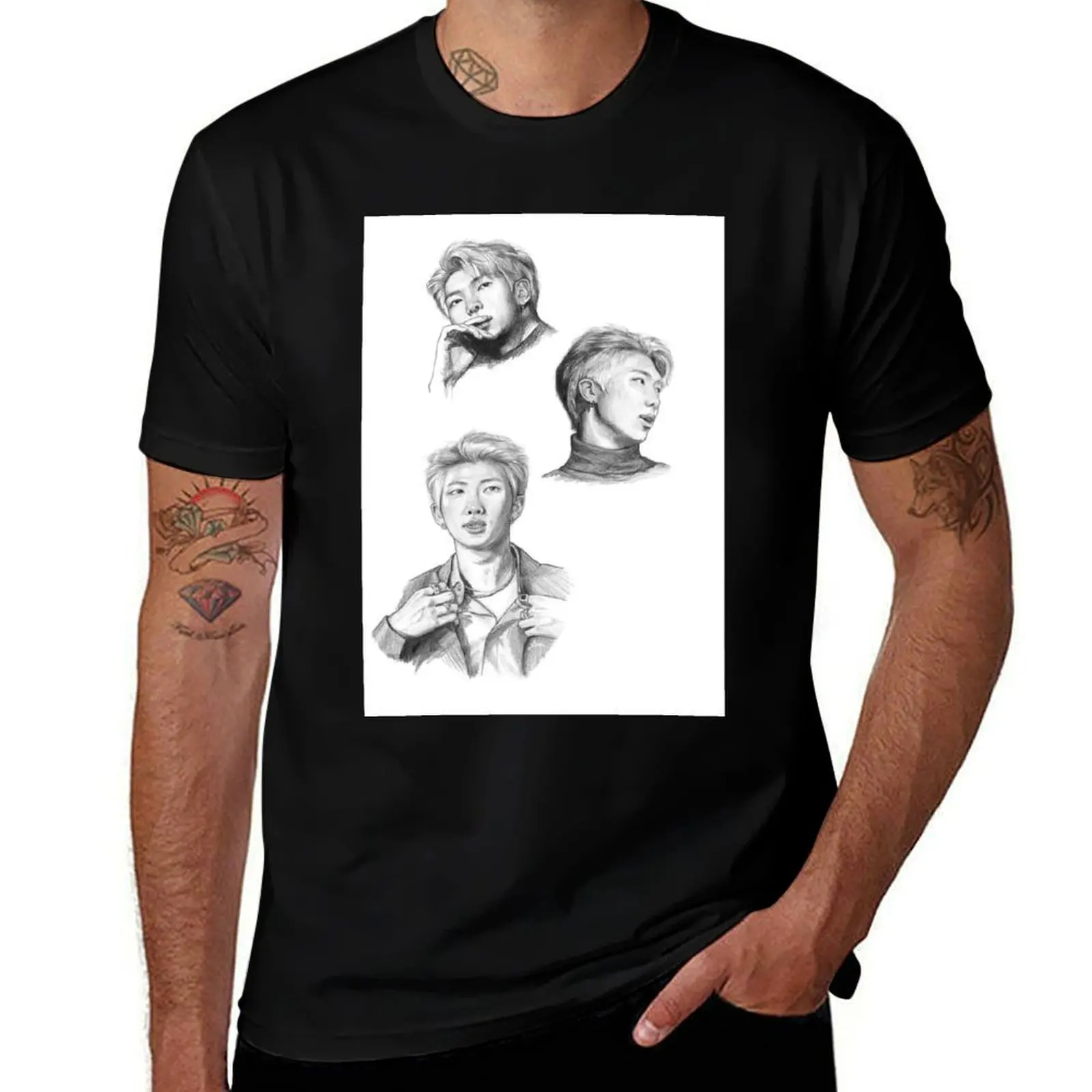 

Namjoon pencil sketches T-Shirt Summer Fashion Casual Tee Shirt