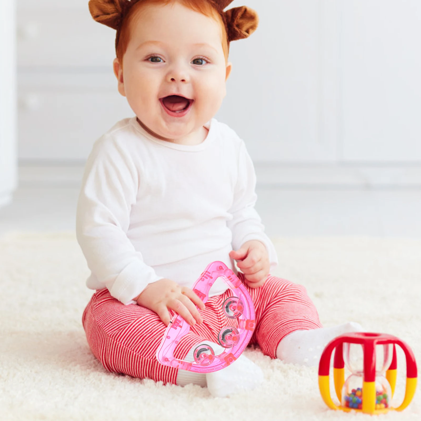 

8pcs Luminous Handbell Led Light Tambourine Shaking For Party Festival Stage Props Glowing Handheld Percussion Kids