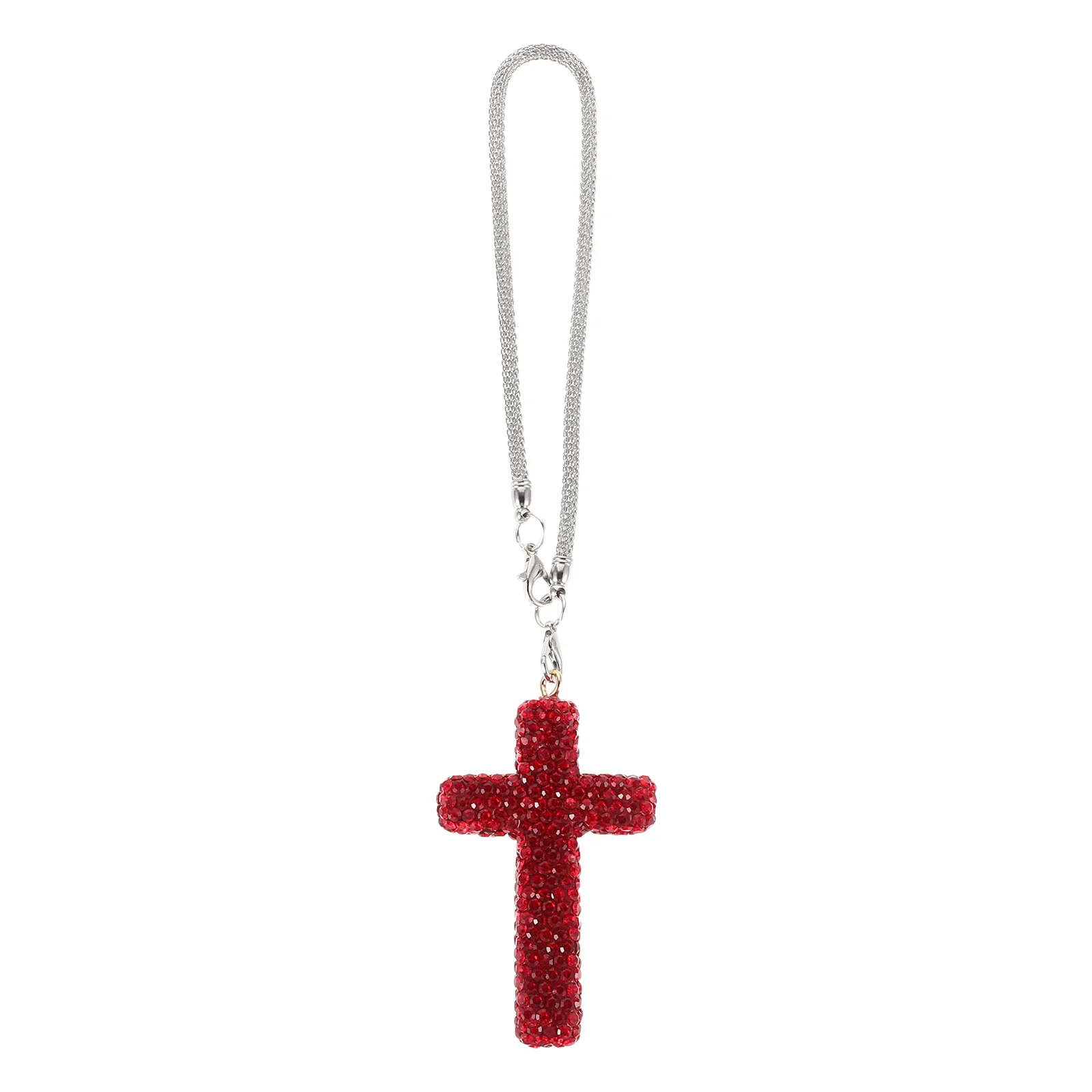 

Car Charm Rhinestone Cross Pendant Durable Stylish Religious Rearview Mirror Auto Pendant for Suv Truck Interior