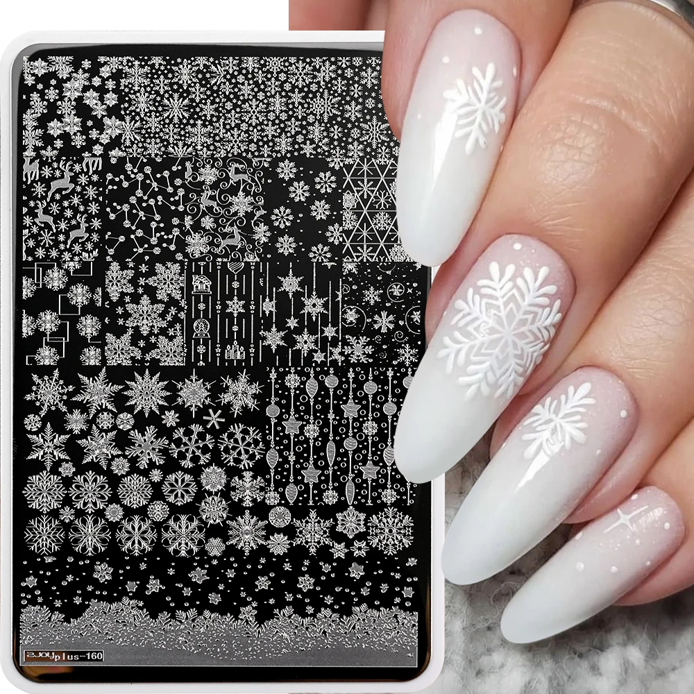 

Christmas Snowflake Nail Stamping Plate 15X10cm Steel Santa Claus Snowman Nail Printing Stencils Snow Flakes Nail Template Tools