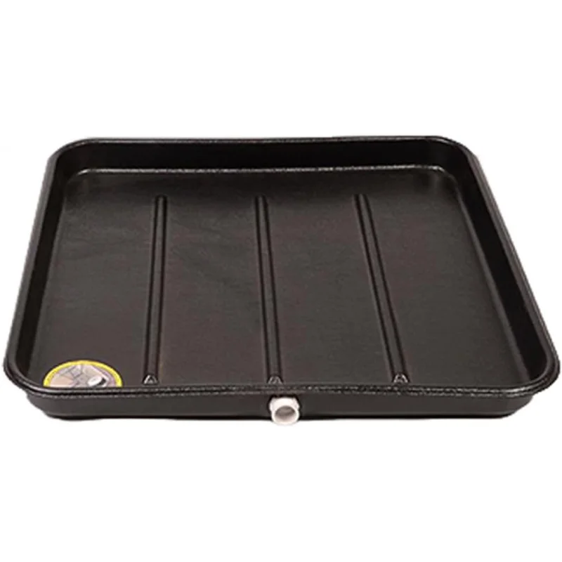 

(6-2626L) A/C Secondary Plastic Condensate Drain Pan, Air Conditioner Drip Pan with Rolled Edges, 26” x 26”, Large, Black