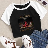 The Warning Keep Me Fed 2024 Crop Tops O-Neck Super-short T-Shirt Girls Short Sleeves Fashion Music Fans Gift Shirt Regular