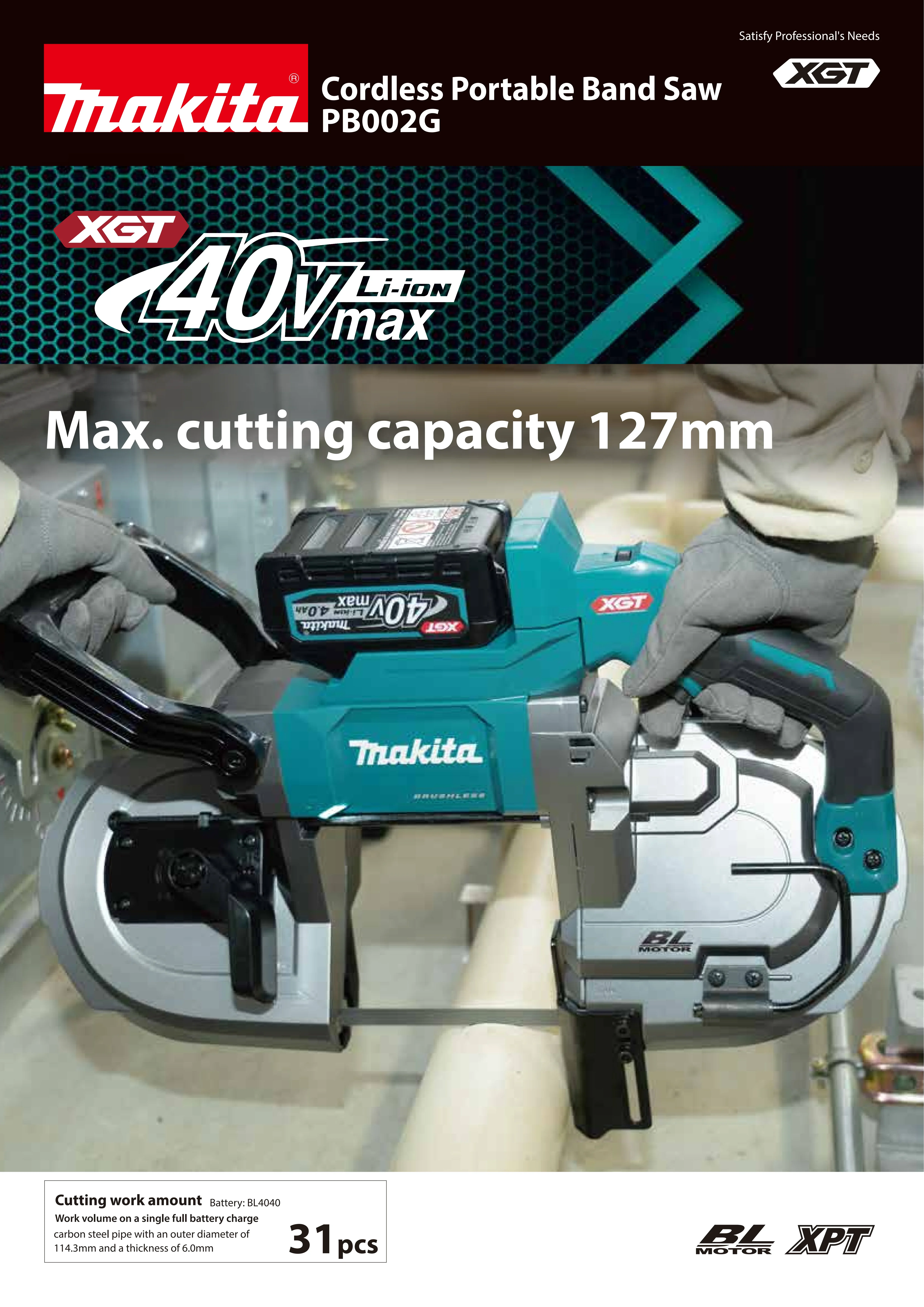 Makita PB002GZ 40Vmax XGT Brushless Cordless 127MM Band Saw 40V Lithium Power Tools Wood Saw