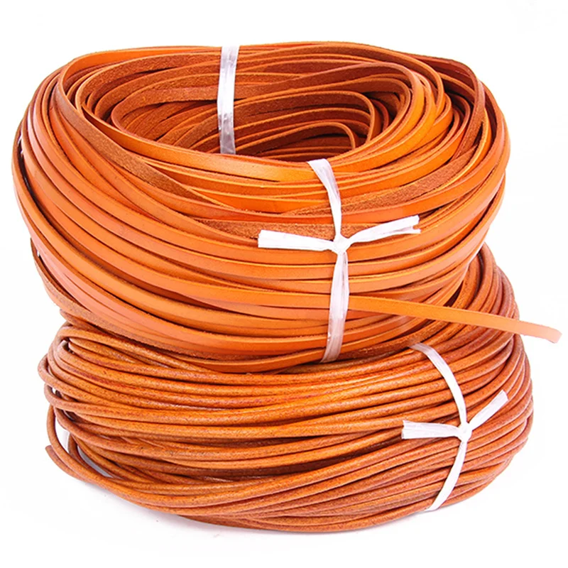 2meters 2 3 4 5 6 mm Flat Round Leather Cord Thread Jewelry Making Genuine Cow Leather Rope String Bracelet Necklace Findings