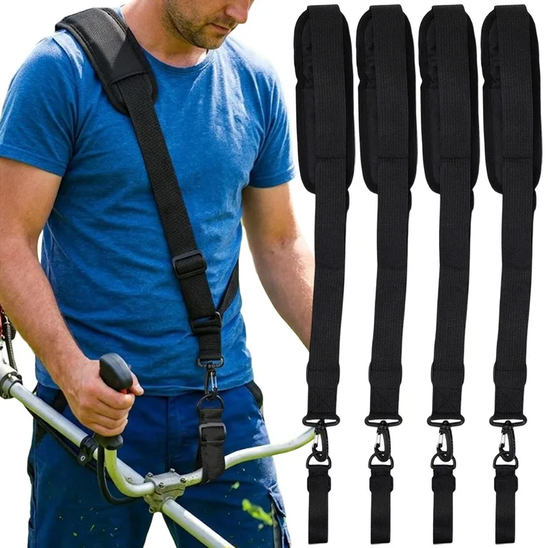 Brush Cutter Shoulder Strap Adjustable Trimmer Harness Polyester Lawn Mower Support Belt with Hook for Weed Trimming Garden Work