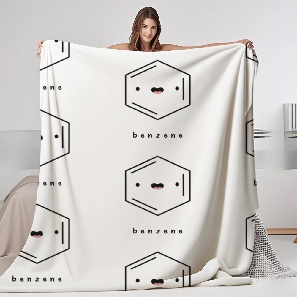 

Nordic Flannel Soft Blanket Kawaii Benzene Hydrocarbon Ring Quilted Bed Runner Throw Blankets For Airbnb Hosts Bedroom Bathroom