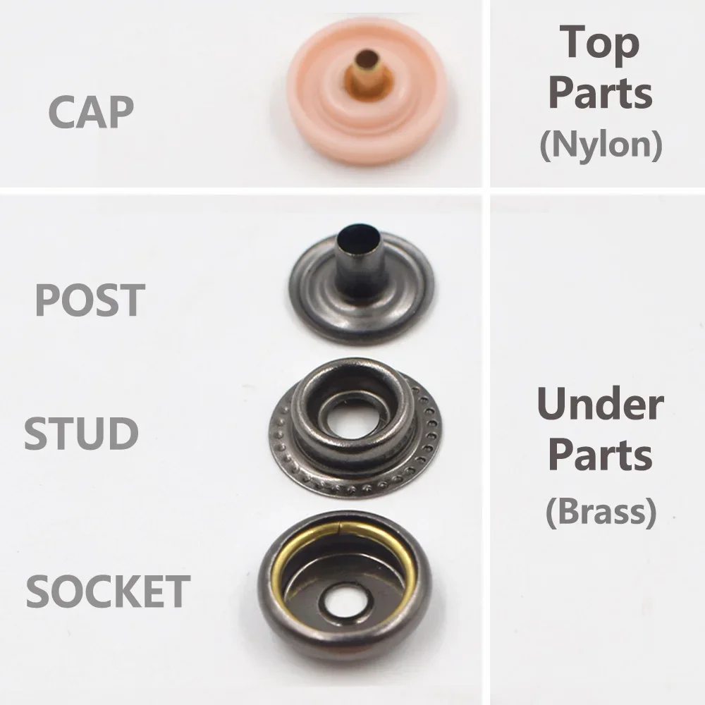 20sets buttons with 2 manual tools, fastener hammer sticks,hole puncher,ring Spring type brass snaps,nylon cap,DIY accessories
