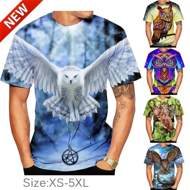 

Hot Sale Fashion Print Owl 3D Printing Men's Short Sleeve T-Shirts Summer New Men's Women's T Shirts Trend Personality Tops Tees