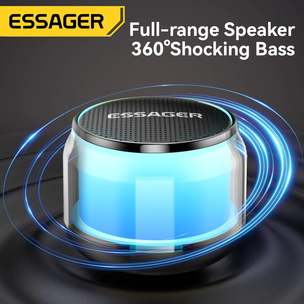 Essager Mini Wireless Bluetooth Speaker Mobile Phone Subwoofer Outdoor Portable Audio Powerful Sound Box Home Soundbar LED Modes