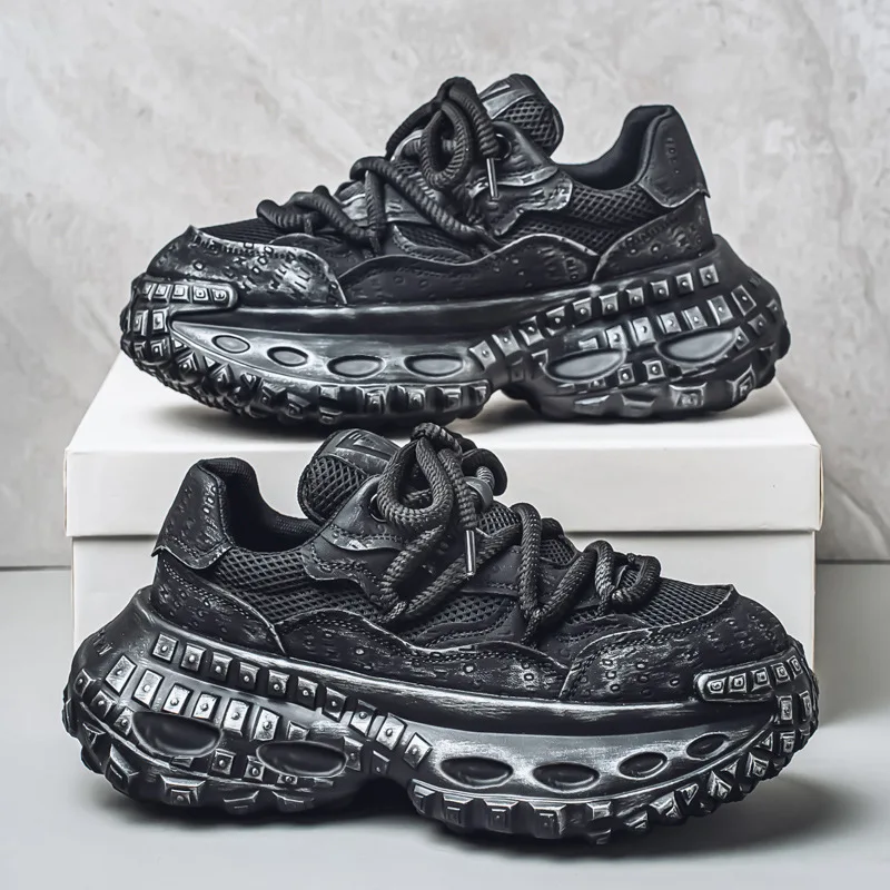 

Мужские кроссовки на платформе, осенние новые дышащие нескользящие кроссовки с перекрестной завязкой, удобная модная повседневная обувь, увеличивающая рост