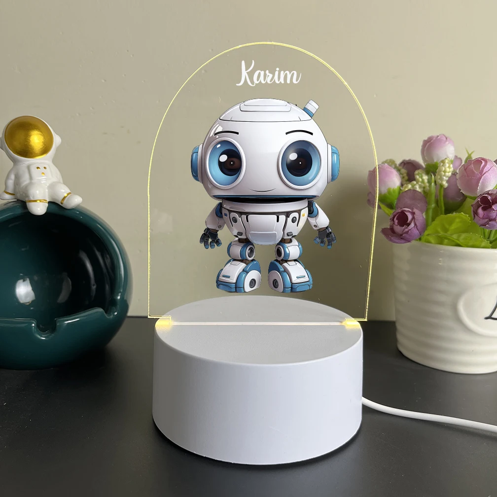 Personalized Custom Robot Cute  Rgb Night Lights Led Usb Atmosphere Desk Lamp Led Night Light