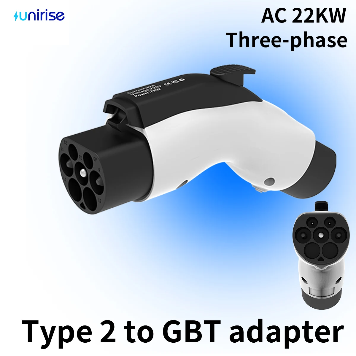 

Адаптер Unirise Type2 к GBT 32A 3P 22 кВт Адаптер зарядного устройства для электромобилей IEC 62196 2 на GB/T 20234 Электрический автомобильный преобразователь для китайского автомобиля