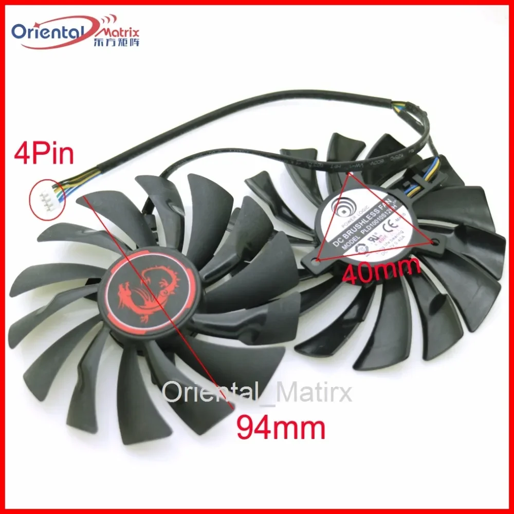 2pcs/lot PLD10010S12HH 12V 0.40A 95mm VGA Fan For MSI GTX960 GTX950 R9 380X 390X GAMING Cooler Cooling Fan