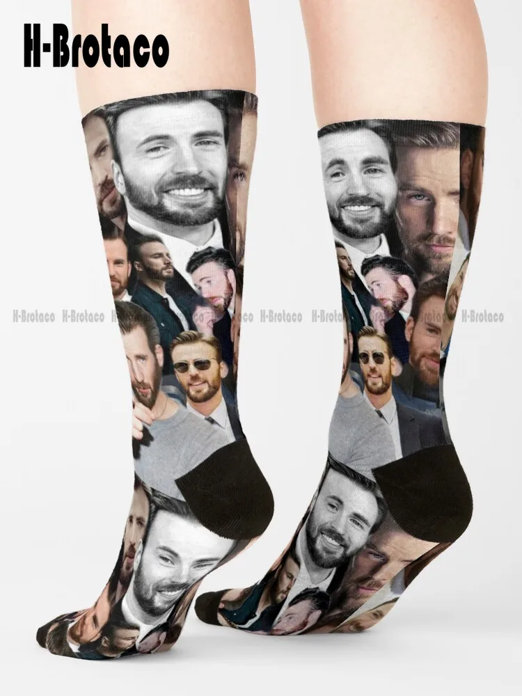 

Chris Evans Collage Socks Mens Socks Crew Harajuku Retro Gd Hip Hop Cartoon Street Skateboard Socks Teen Youth Socks Casual Art