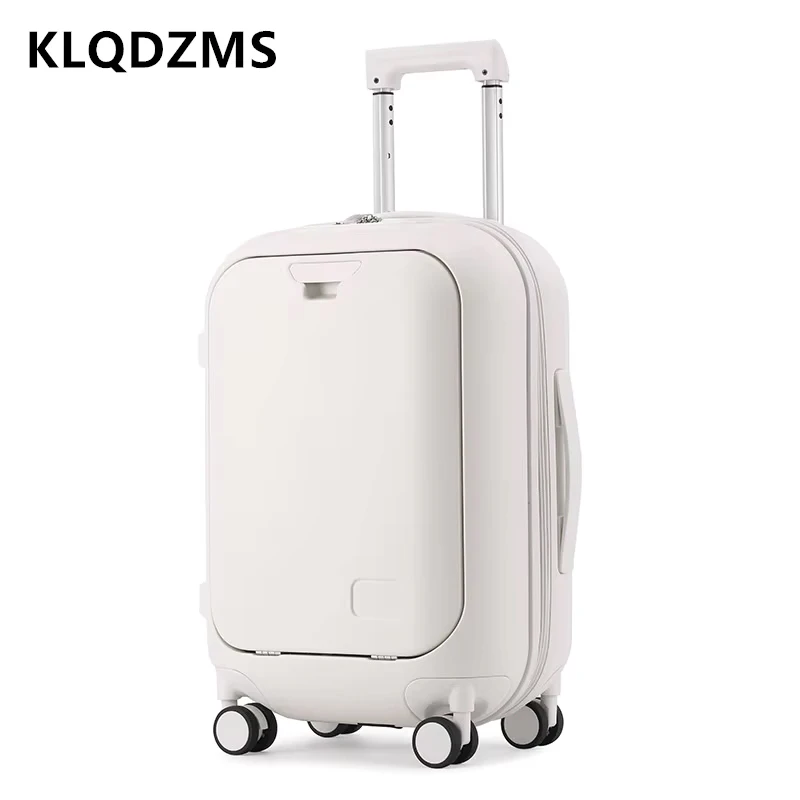 

KLQDZMS 18"20"USB Charging Luggage Multifunctional Boarding Case 24 Inches Front Opening Laptop Trolley Case Cabin Suitcase