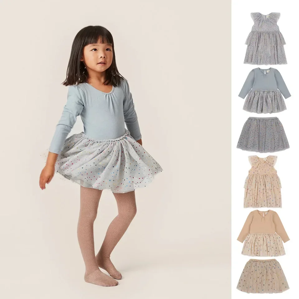 Ks Spring Baby Girls Glitter Mesh Dress Sequins Tutu Skirt Kids Clothes Infant Children Christmas Party Long Sleeve Vestidos