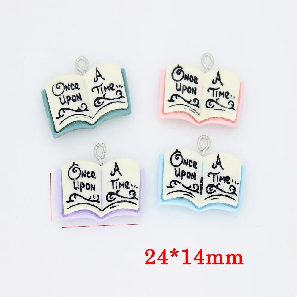 Yamily 10Pcs/Resin Book Charm Fairy Tale Flat Once Upon A time.. Pendant Jewelry For DIY Earring Bracelet Keychain Making