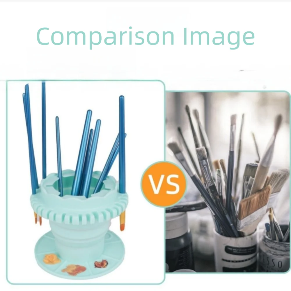 

Foldable Painting Brush Washer Suction Cup Bottom Non-slip Silicone Paint Cleaner Box Pen Holder Palette Trays