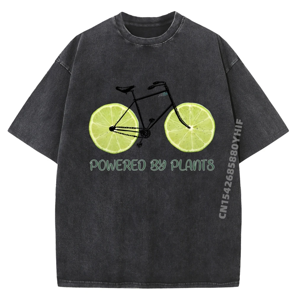 

Tops & Tees Simple Mens T-shirt Man Vegan Powered By Plants Lime Family Tee Shirts Loose Washed Shirt Discount Clothes