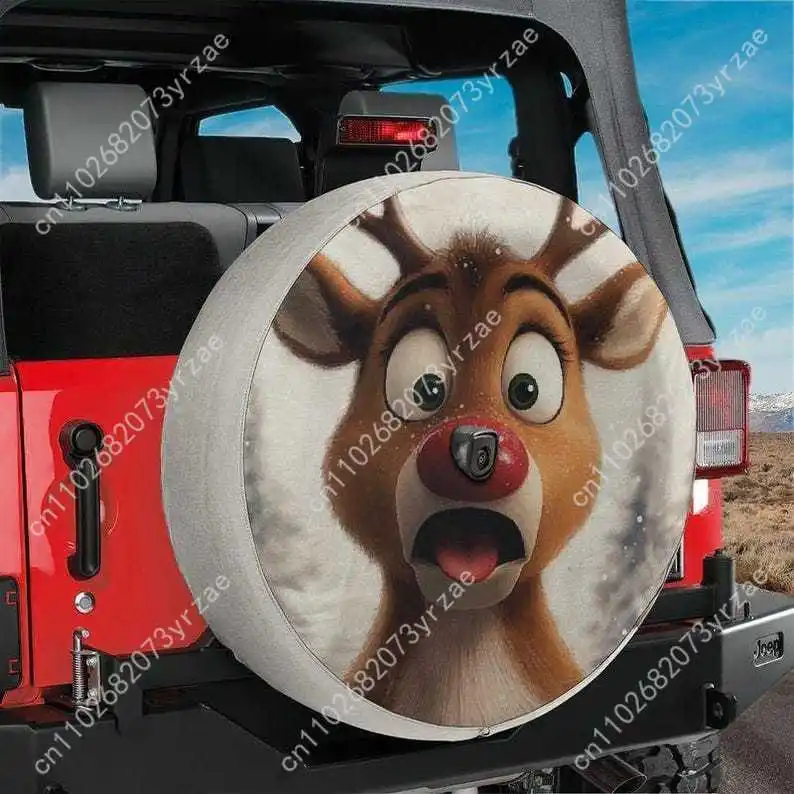 

Red Nosed Reindeer Various Models Spare Tire Cover Sand Dust Prevention Protect Wind Rain Tire Cover Sturdy Durable Tire Covers