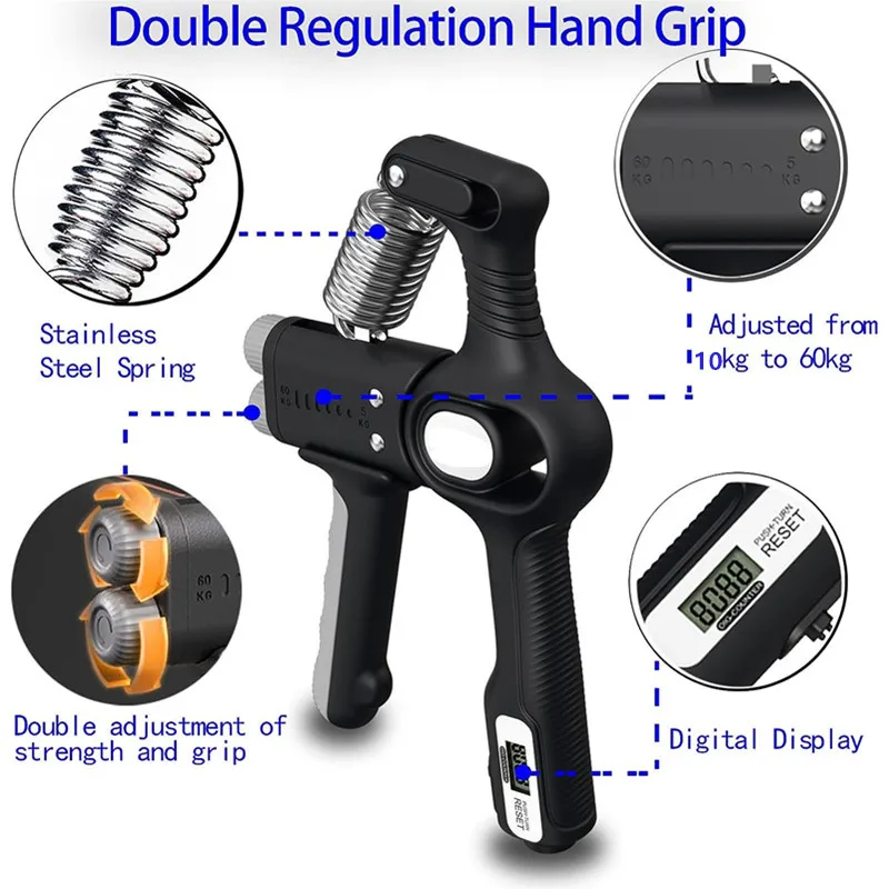 10-60Kg Adjustable Hand Grip Fitness Exercise Heavy Gripper Wrist Muscle Strength Training Spring Finger Pinch Carpal Expander