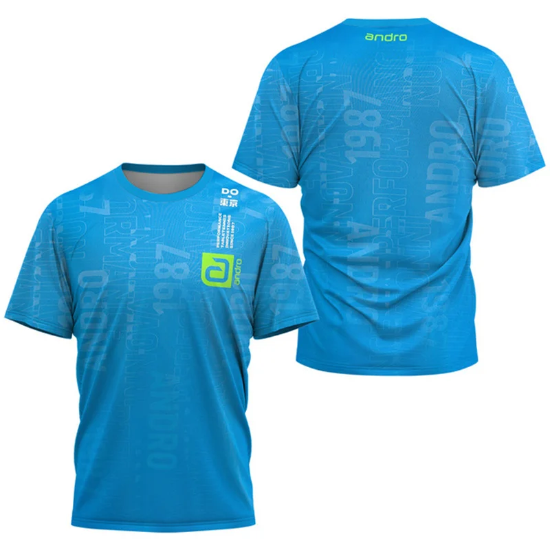 Men Table Tennis T-Shirt Undercurrent Pattern Men's Summer Tennis Badminton T-Shirt Top Table Tennis