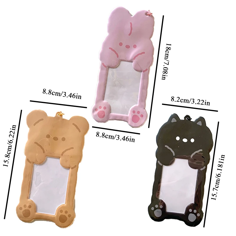 Cartoon Bear Cat rabbit Photo Card Holder Ins Idol Photo Protective Case Display Photocards Sleeves Bus Card Holder Stationery