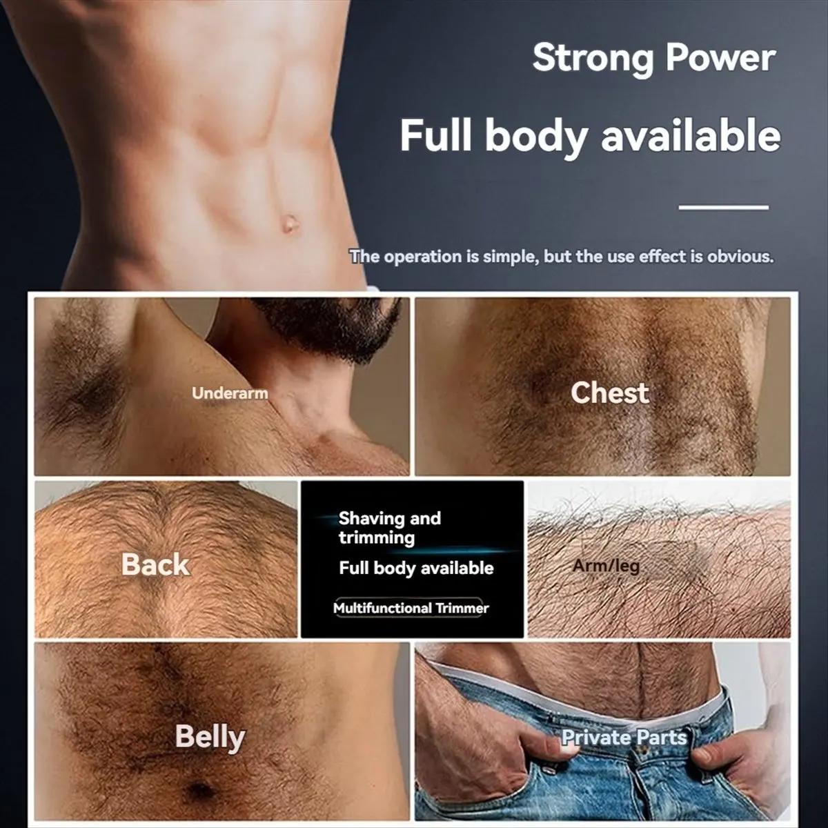 feelfeel Men'S Body Hair Trimmer Lighting Waterproof Design Electric Shaver for Wet/Dry Use Ideal for Chestback Groin Hair Care