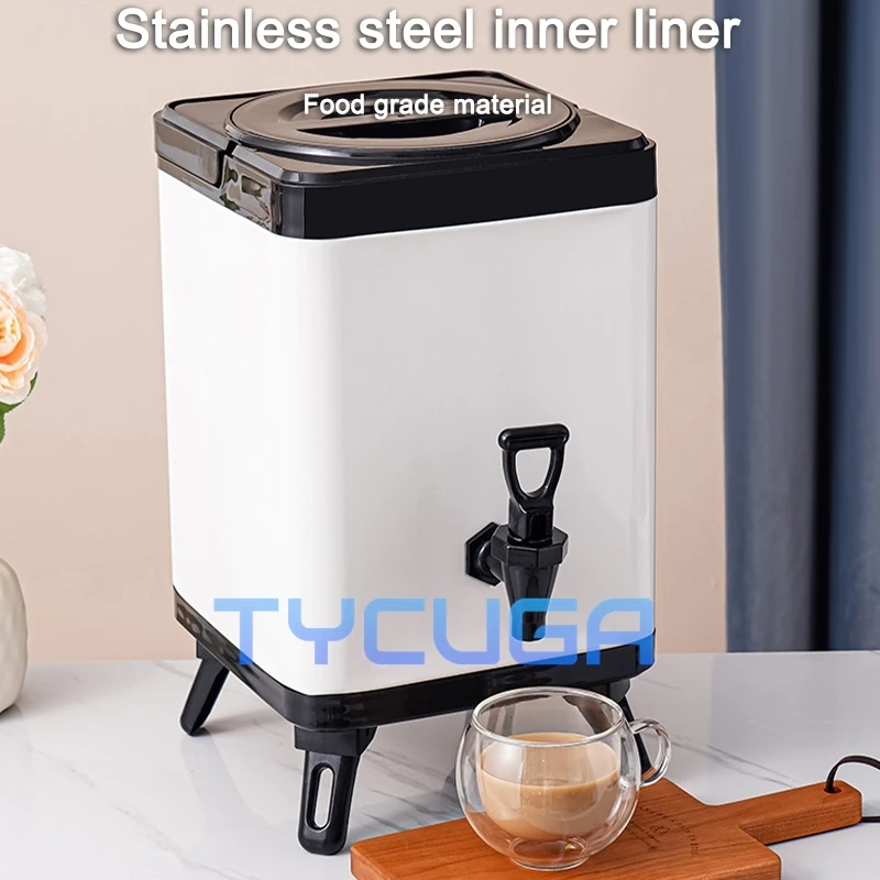 Square Insulation Bucket Milk Tea Bucket Large Capacity Stainless Steel Square Tea Boiling Water Soy Milk Bucket Insulation Cold