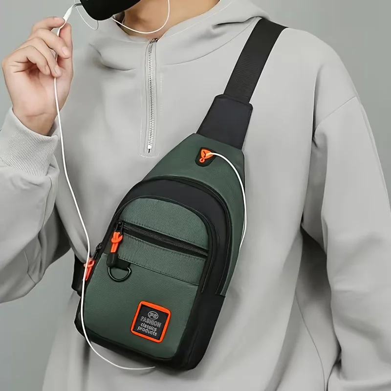 Men's Waterproof Oxford Sling Chest Bag, Casual Crossbody Shoulder Pack, Outdoor Travel Sport Anti-theft Daypack, Multicolor gallery 5