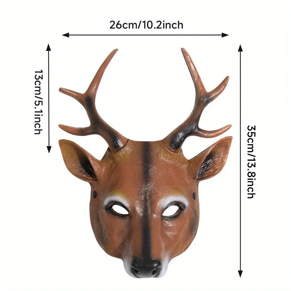 New PU Foam Deer Mask - Halloween & Christmas Animal-Themed Mask, Masquerade Party Costume Prop