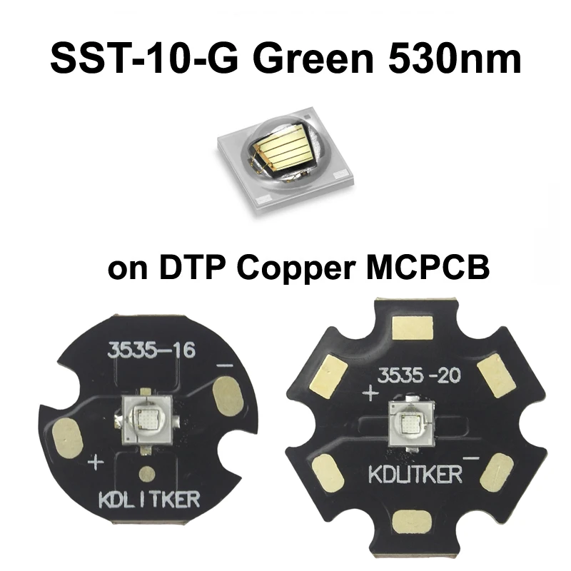 

SST-10-G Green 530nm 5W 1.5A SMD 3535 LED Emitter Flashlight DIY Bead Hunting Light Torch