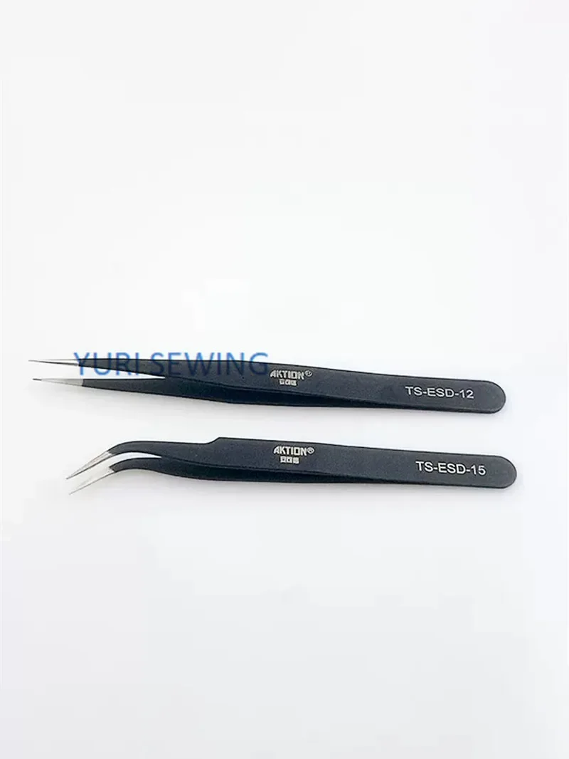 Stainless steel black pointed tweezers straight,high quality,universal anti-static elbow industrial sewing machine parts