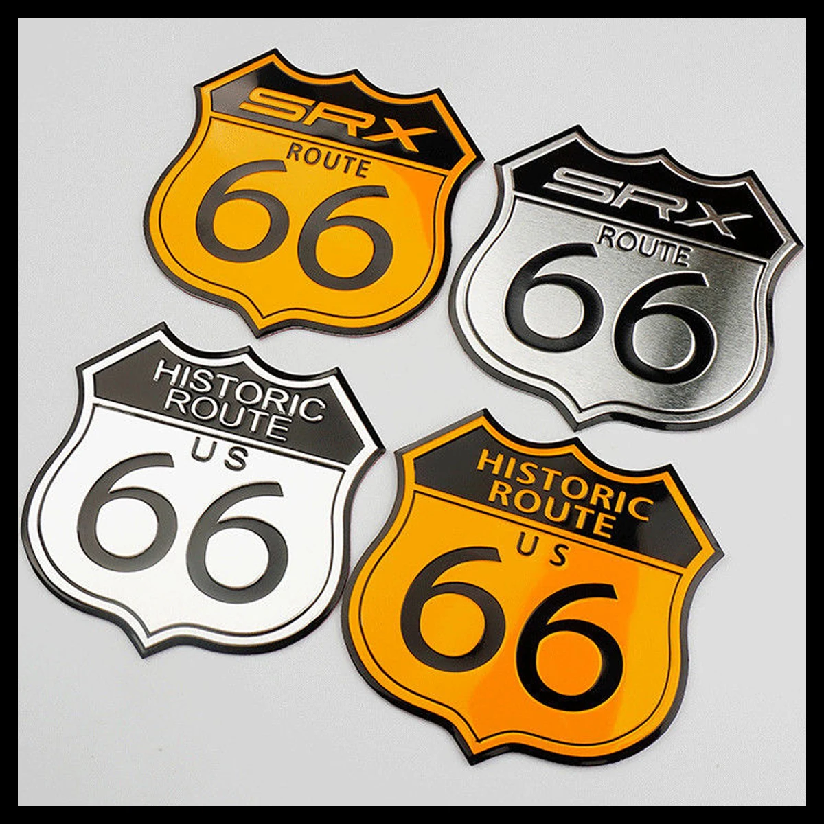 الرجعية الطريق 66 ثلاثية الأبعاد الألومنيوم شعار السيارة ملصقات دراجة نارية موتو سكوتر الجسم ديكور الشارات اكسسوارات ل هارلي رويال انفيلد