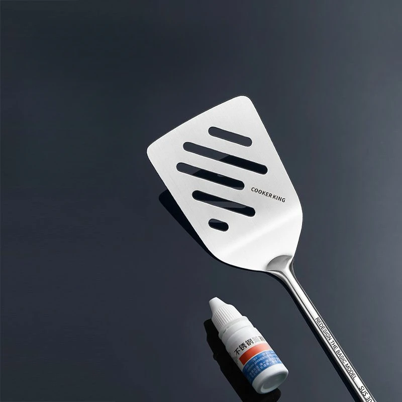 304 Stainless Steel Frying Spatula, Thickened Soup Spoon Set, Household Cooking Spatula, Leaky, Stir-fry Spoon, Kitchen Tools